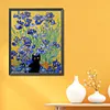 Van Gogh Irises And Black Cat-11CT Stamped Cross Stitch 40*50cm/15.75*19.69in