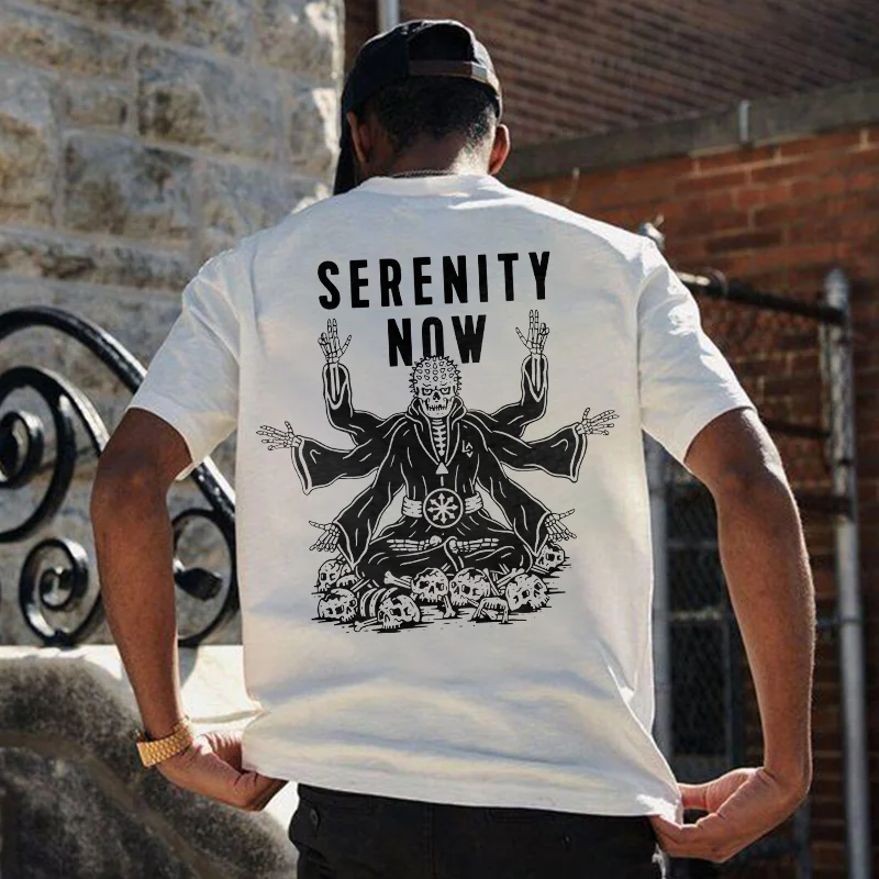 Serenity Now Skull Print Men's T-shirt -  UPRANDY