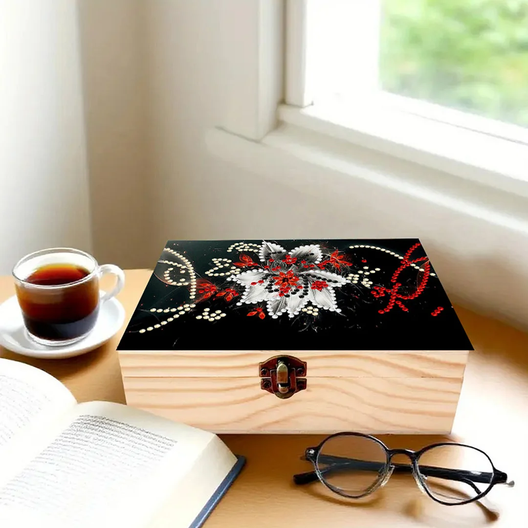 Flower DIY Wooden 5D Diamond Art Diamond Art Storage Box for Adult Desktop Decor