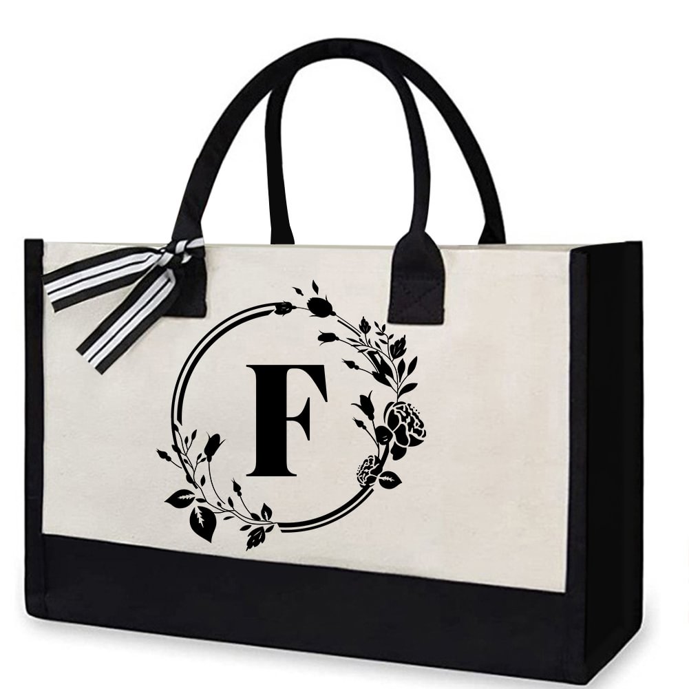 Letter Canvas Bag Women Hit Color Simple Shoulder Shopping Tote Handbag letclo 