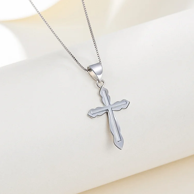 Copper Alloy Engraved Cross Pendant Necklace Jesus Pendant Necklace