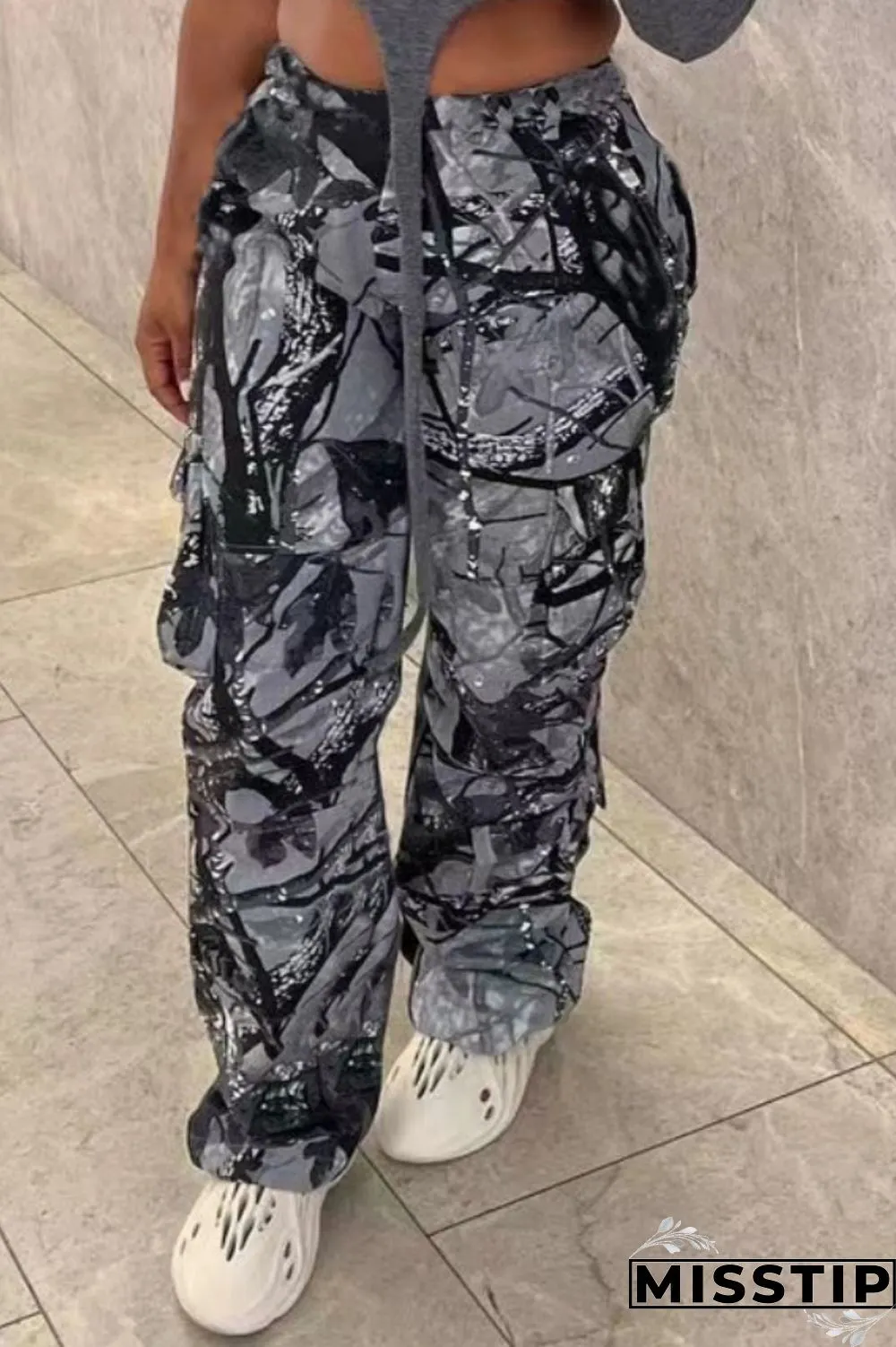 Multicolor Casual Print Patchwork Regular High Waist Conventional Full Print Trousers