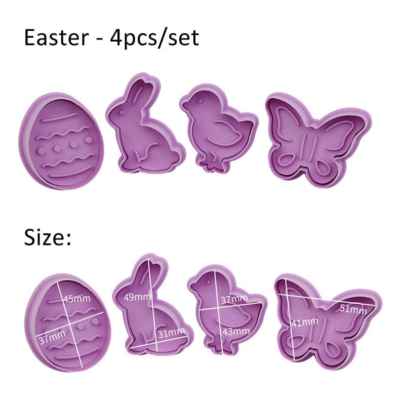 Easter Cookie Mold Plastic Animal Biscuit Cutter Cartoon Rabbit Molds Baking Tools DIY Kids Birthday Party Decoration Supplies
