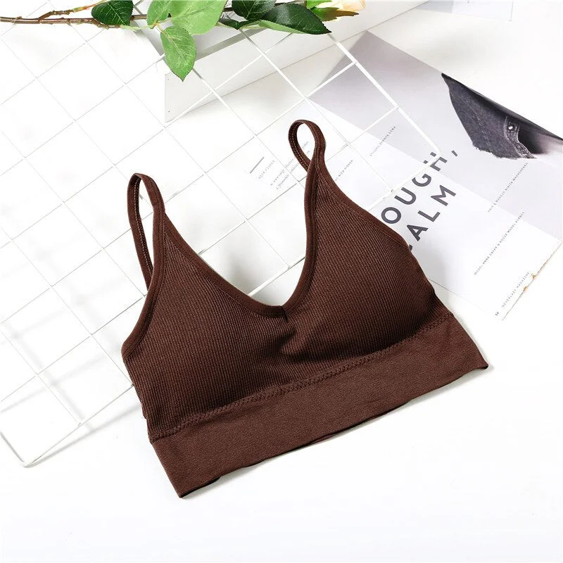 FINETOO Sexy Backless Bralette Active Bra For Women Seamless Padded Bra Women Lingerie Cotton Wireless Long Tops Brassiere Bra
