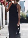 Casual Solid Color Backless Halterneck Maxi Dress