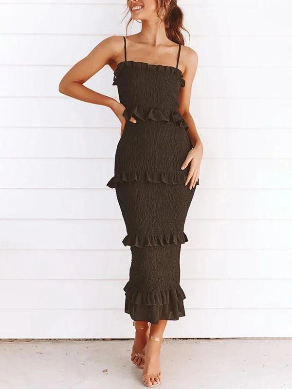 Ruffled Condole Belt Midi Dress