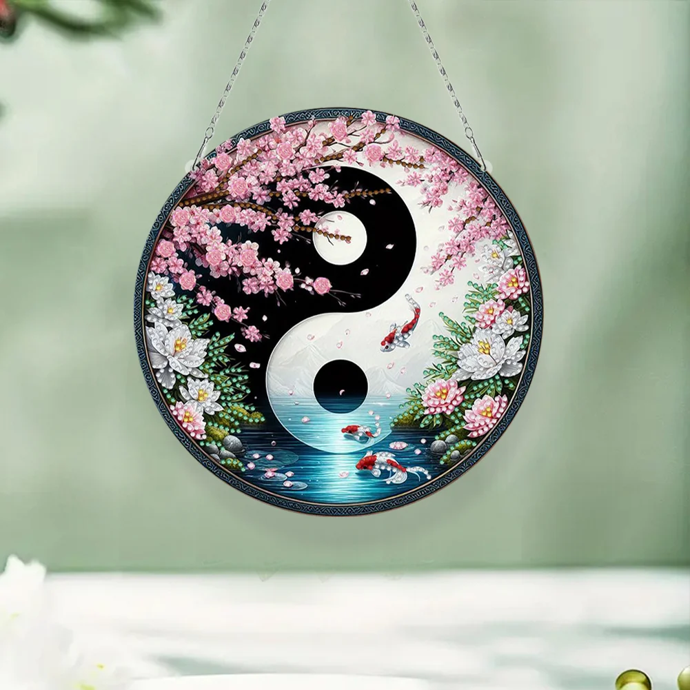 Fish Yin Yang 2D Flat DIY Diamond Painting Set Diamond Art Pendant Home Decor