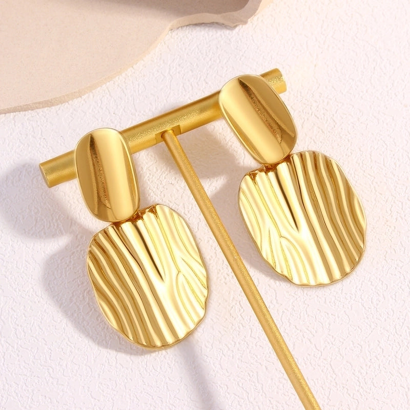 1 Pair Exaggerated Minimalist Commute Geometric Pleated 304 Stainless Steel 18K Gold Plated Gold Plated Drop Earrings