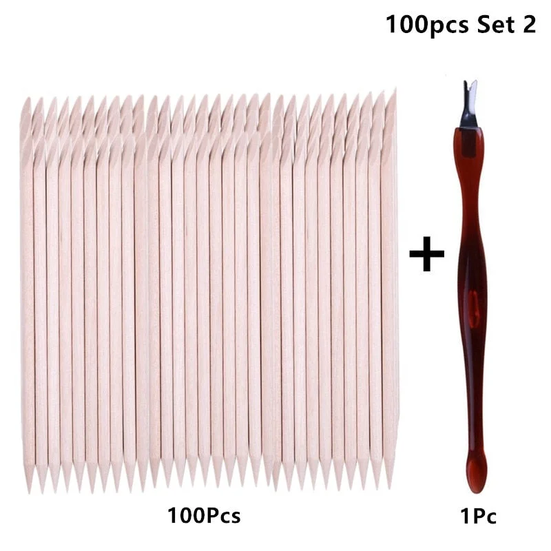 100pcs/set 50pcs/set Women Lady Double End Nail Art Wood Stick Cuticle Pusher Remover Pedicure Professional Nail Art Tool Set-Nail Inspo