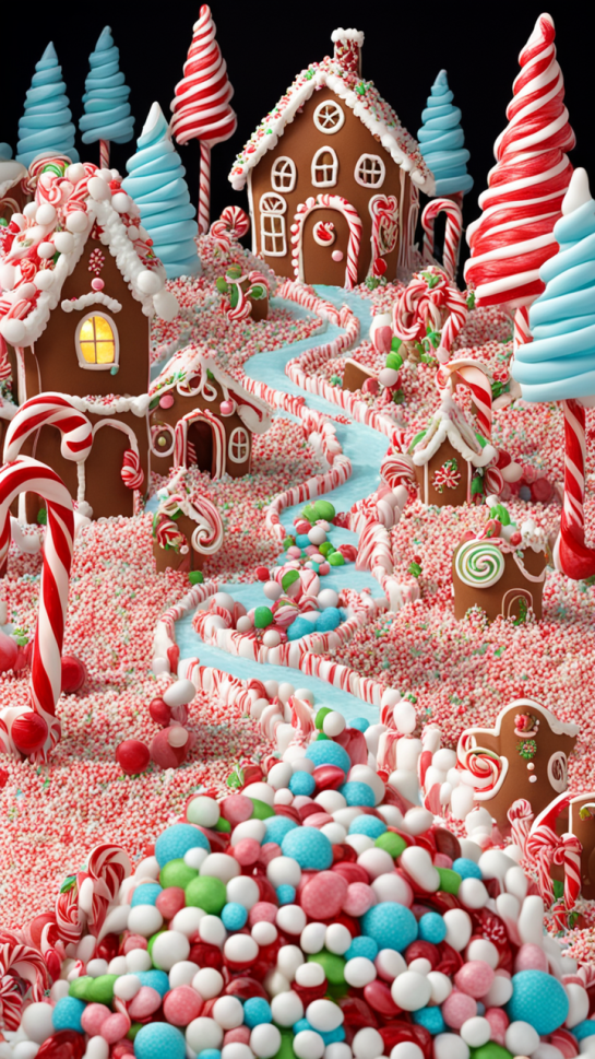 Partial AB Drill-Christmas Candy House-Full Round Diamond Painting-40*70cm(Canvas)