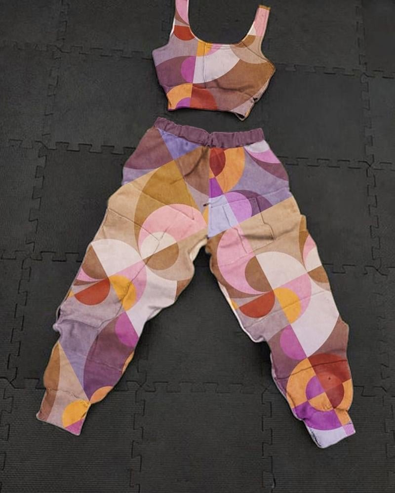 Women's Sporty Patchwork Printed Sets40