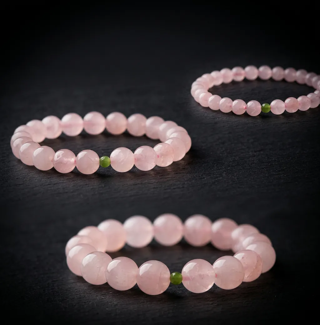 JiStones Rose Quartz & Green Jasper Harmony Bracelet - Handcrafted Healing Gemstone Jewelry 8mm - Classic Harmony