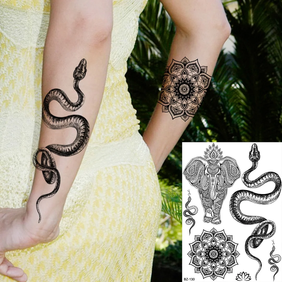 Henna Pendant Temporary Tattoos For Women Undertboob Girls Realistic Butterfly Rose Flower Fake Tattoo Sticker Chest Tatoos