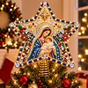DIY Diamond Painting Christmas Tree Topper Star, Acrylic Holiday Tree Top Decoration with Spring Base, Removable Tabletop Christmas Decor