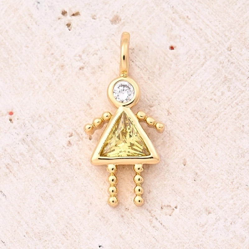 1 Piece 15x7mm Hole 2~2.9mm Copper Lucky Stone Birthstone Zircon 18K Gold Plated Geometric Simple Polished Jewelry Accessories Pendant