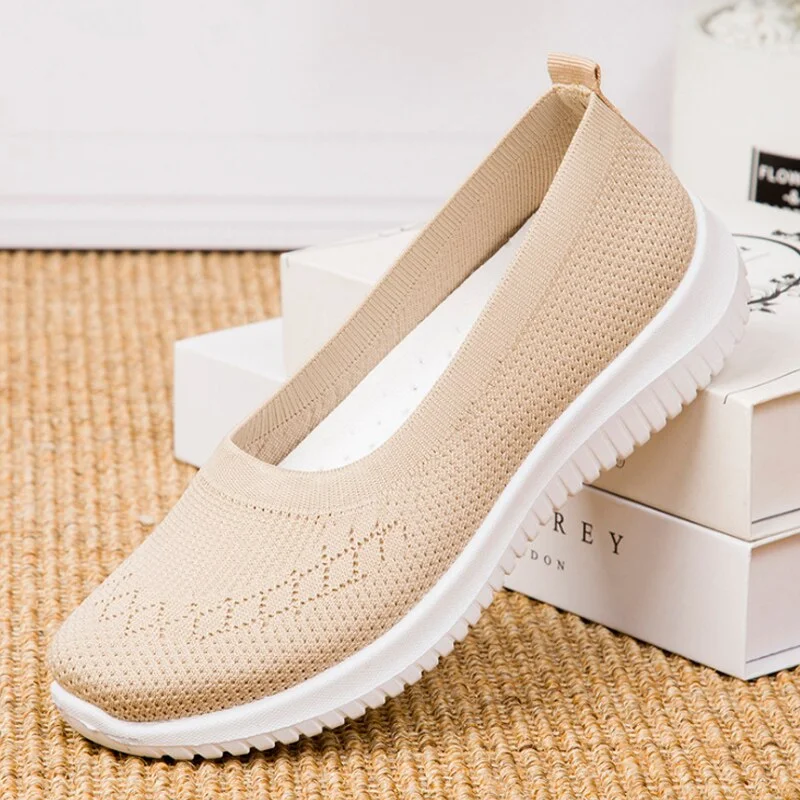 2021Women Shoes Knitting Sock Sneakers Women Spring Summer Slip On Flat Shoes Women Loafers Flats Walking shoes Female