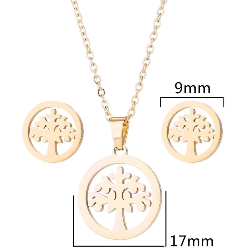 Fashion Heart Shape Butterfly Stainless Steel Plating Earrings Necklace 1 Set