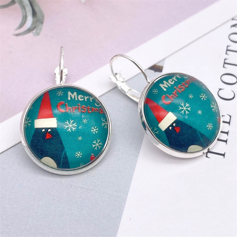 Christmas Blue Snowman Snowflake Crystal Glass Earrings 2024 - Flycurvy 