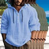 Gioiacombo&trade; Camicia da uomo a maniche lunghe in cotone e lino con cappuccio