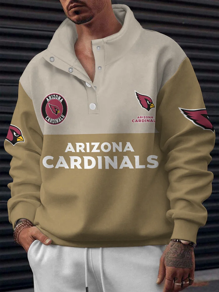 Arizona Cardinals  2025 New Design Casual Snap  Mockneck Pullover Sweatshirt