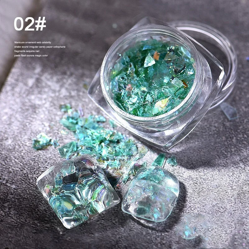 Aluminum Foil Sequins For Nails Gold Silver Irregular Glitter Flakes Mirror Chrome Powder Manicures Winter Decorations Tools