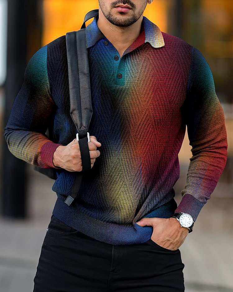MEN'S POLO SHIRT LONG SLEEVE CASUAL RETRO FASHION