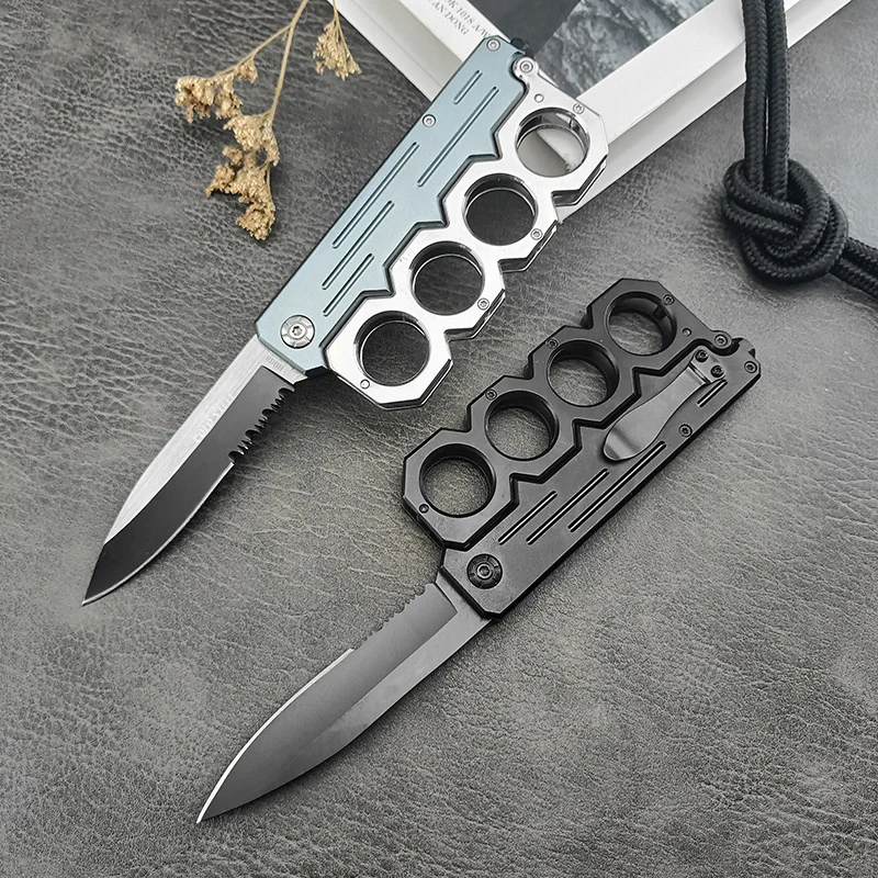 Fist Folding Knife, Sharp, High-Hardness Stainless Steel, Outdoor Self-Defense Folding Knife, Camping Multi-Functional Window-Breaking Knife