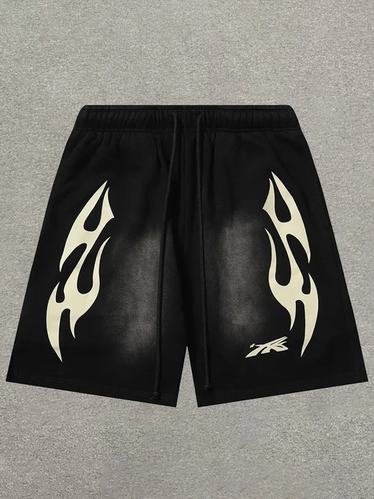 Sopula Vintage Print Graphic Cotton Drawstring Shorts