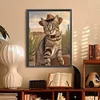 Diamond Painting-DIY Full Round Drill Cowboy Cat