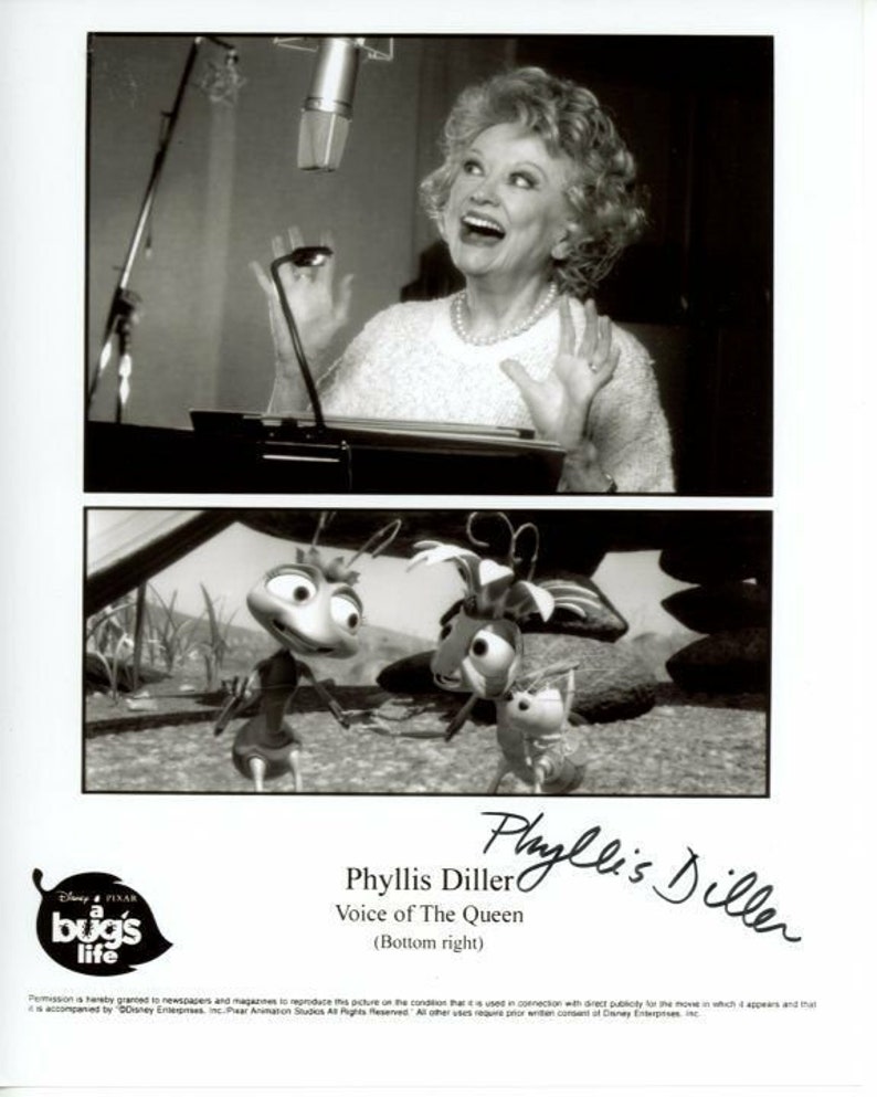 Phyllis diller signed autographed disney a bugs life the queen Photo Poster painting