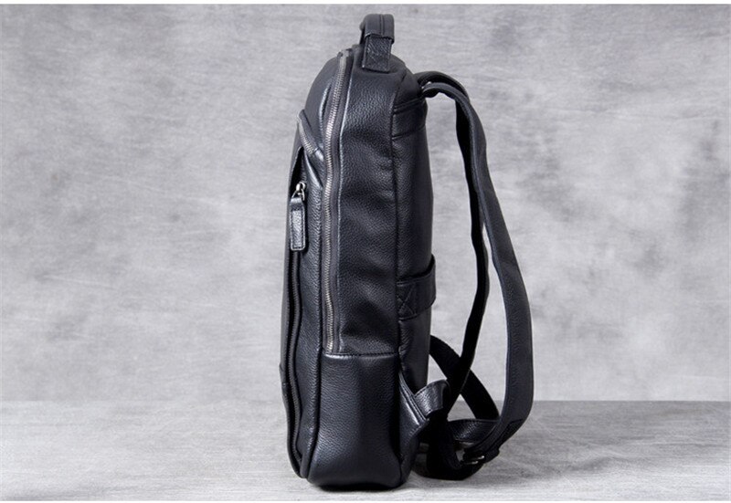 Side Display Color Black of Leather Backpack