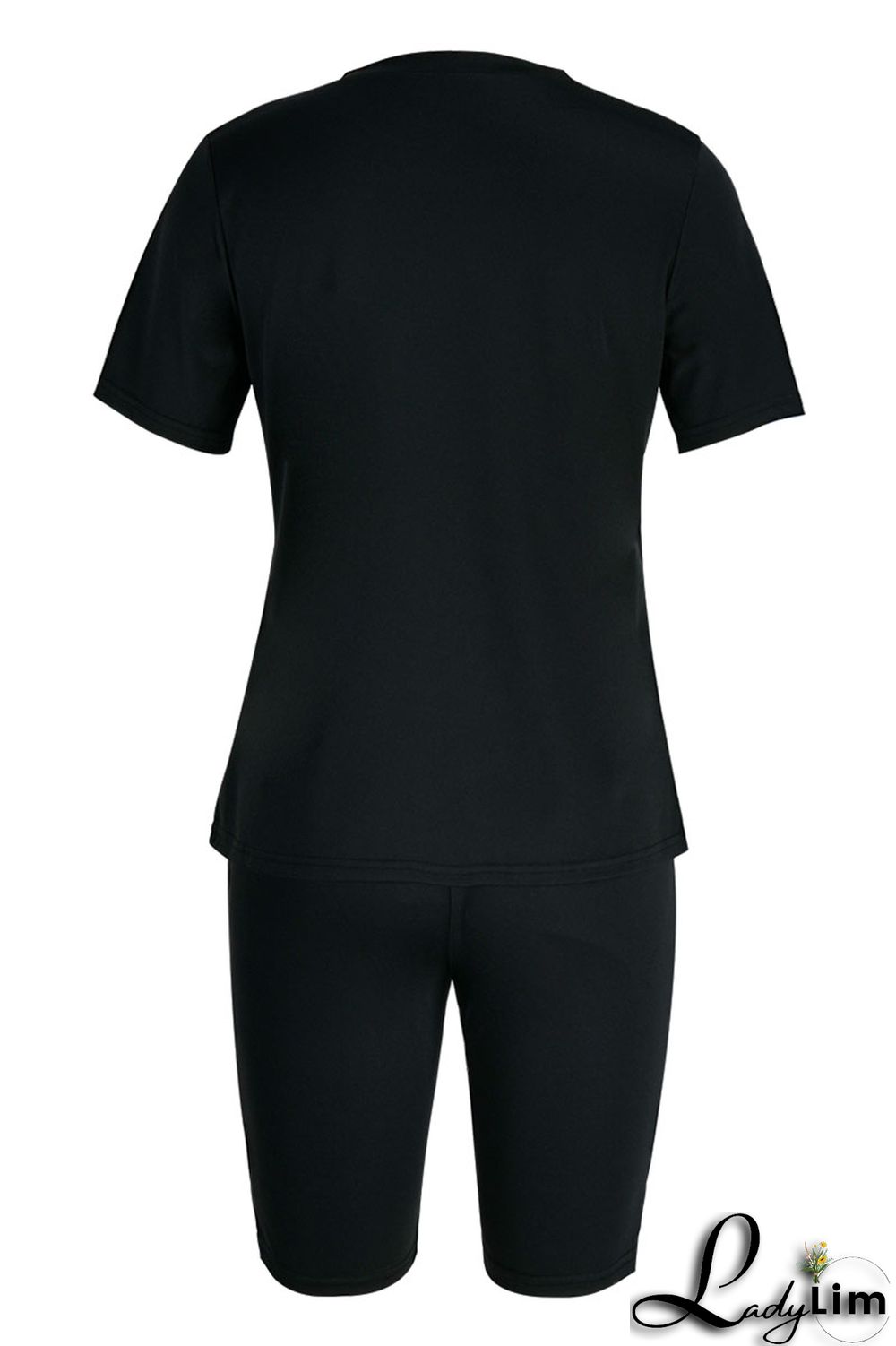 White Fashion Casual Print Basic O Neck Short Sleeve Two Pieces