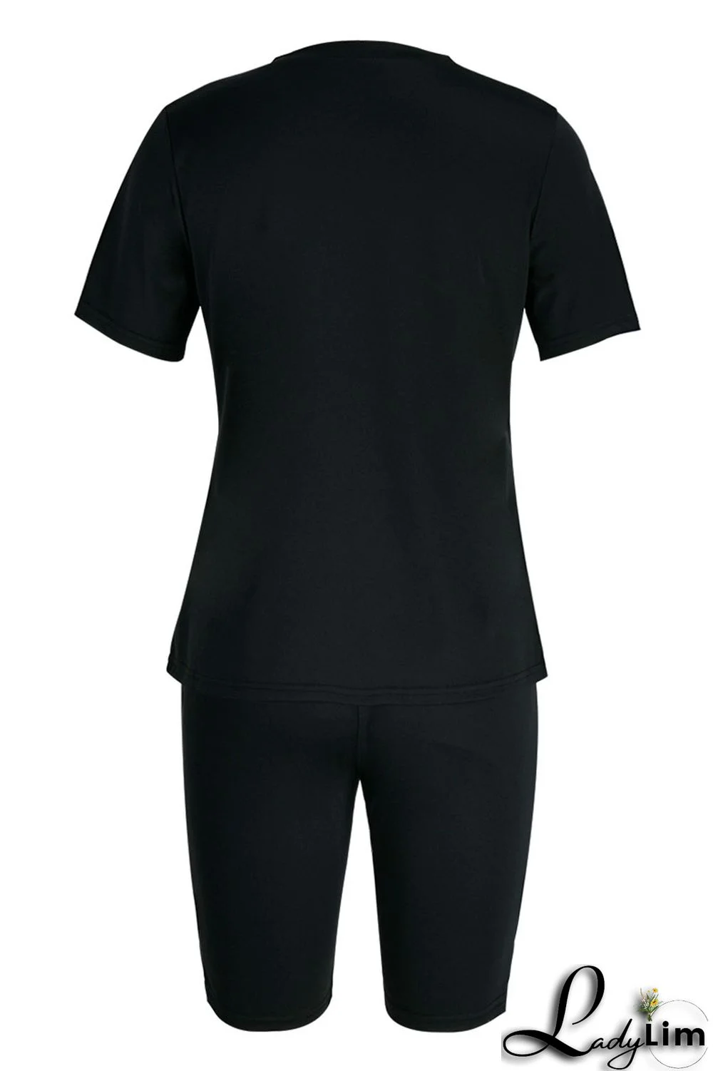 White Fashion Casual Print Basic O Neck Short Sleeve Two Pieces