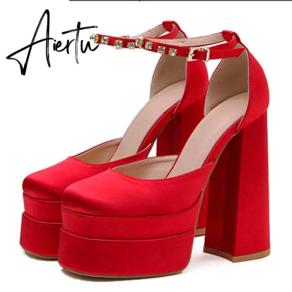 Brand New Design Sexy Party Women's Pumps Platform Spring Summer High Heels Shoes For Woman Crystal Dress Wedding Pumps Summer Aiertu