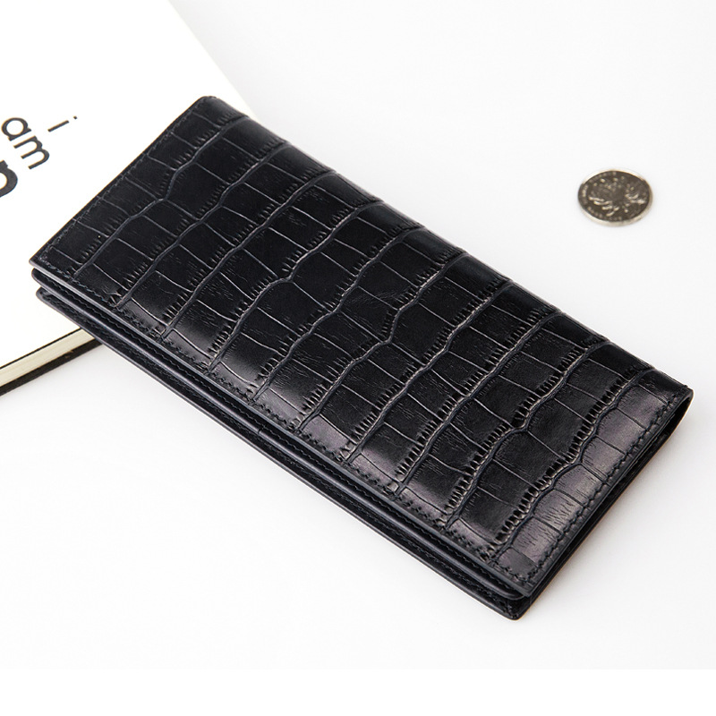 Mature Men Crocodile Pattern Cowhide Leather Wallet