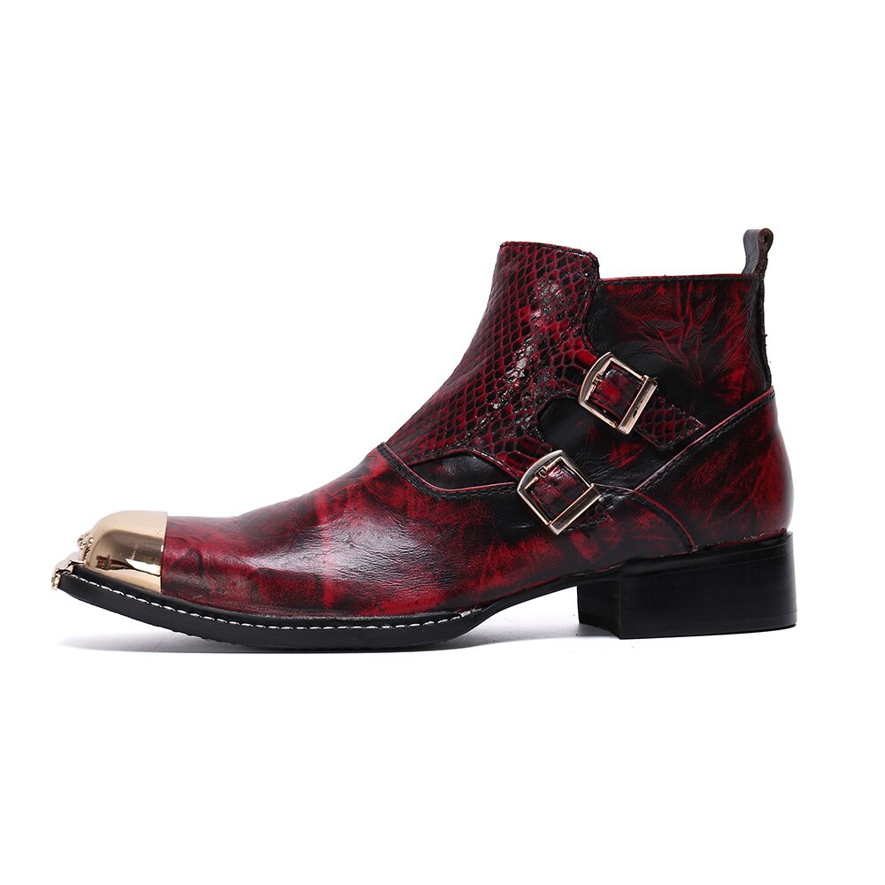 Patchwork Men Shoes Leather Boots Boots Plus Size Ankle Boots Boots