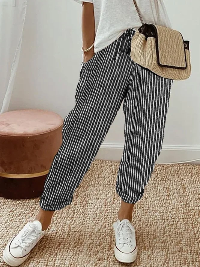 Striped loose fitting casual pants