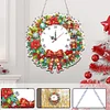 2D Flat DIY Christmas Wreath Acrylic Diamond Painting Clock Pendant Home Decor