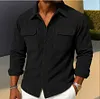  Men's Casual Corduroy Shirt with Chest Pockets - Perfect for Fall and Winter Outfits by Inlyline