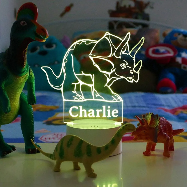 Personalized Triceratops Night Light Changeable Color Lamp for Kid