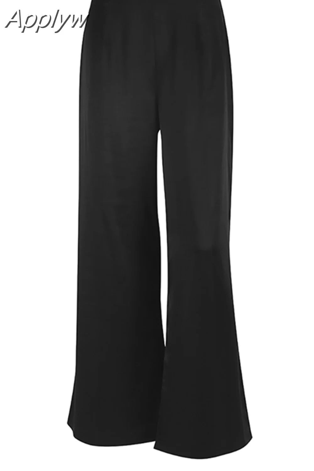 Applyw Fashion Classy Women Palazzo Pants High Waist Floor-Length Satin Trousers Spring Summer 2023 High Street Baggy Pants