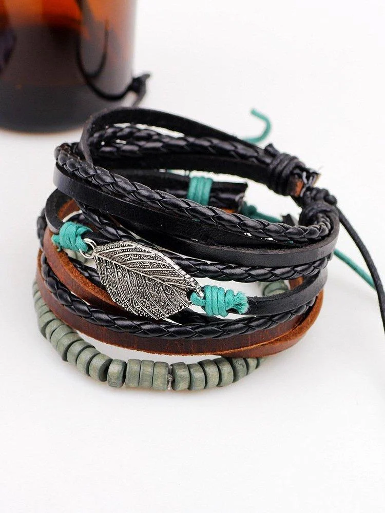 Alicetide Women American West Vintage Bracelets Plain Leather Wrap