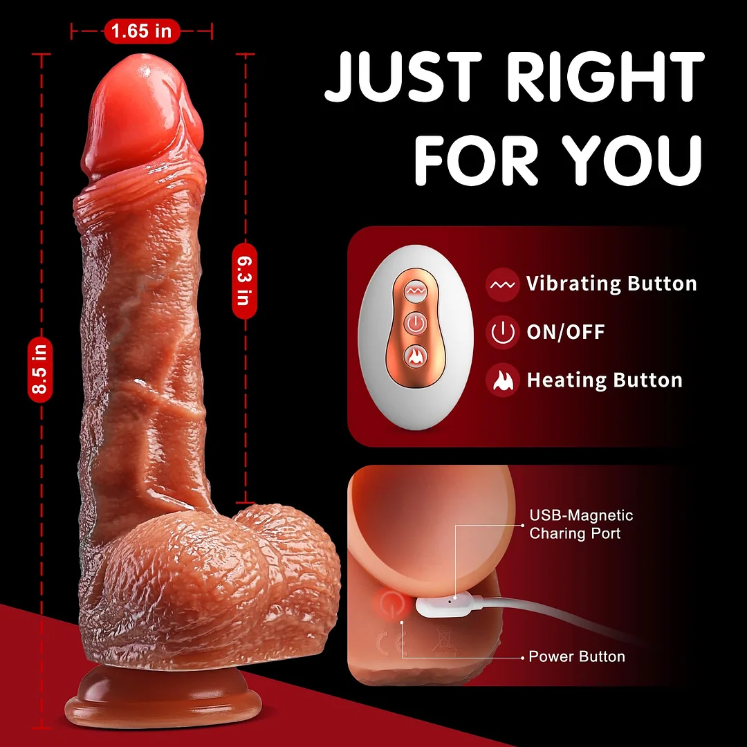 8.5 Inches Heating Swinging Thrusting Dildo Vibrator