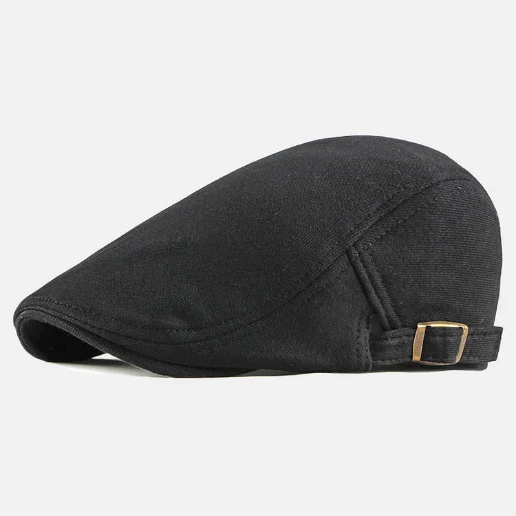 Men's Retro Solid Color Buckle Knitted Beret