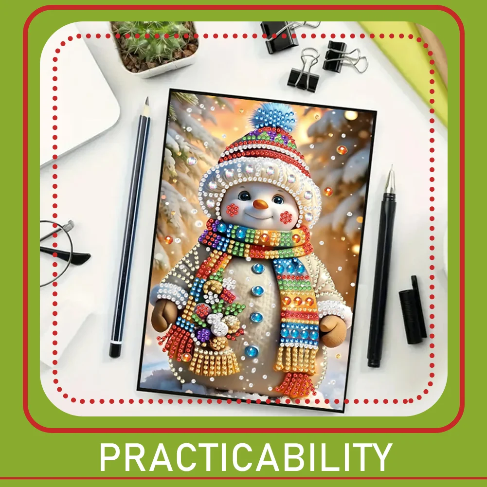 2pcs 50-Page A5 Snowman Diamond Painting Notebook for Adults Holiday Gift