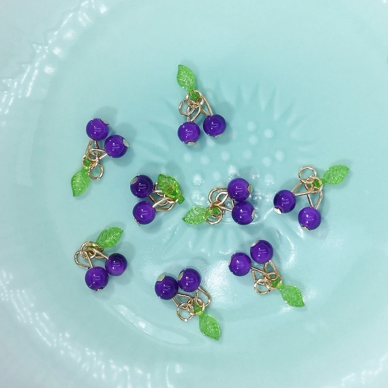 20 Pieces 5 PCS/Package 10 * 15mm Glass Iron Cherry Pendant Jewelry Accessories