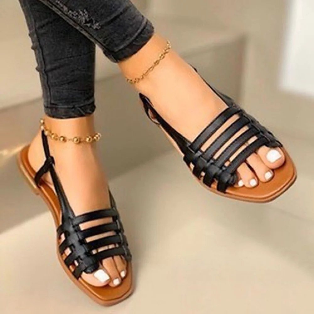 Breakj Breakj New 2025 Summer Flat Bottom Fish Mouth Casual Sandals Women's Size 40-43 Sandals