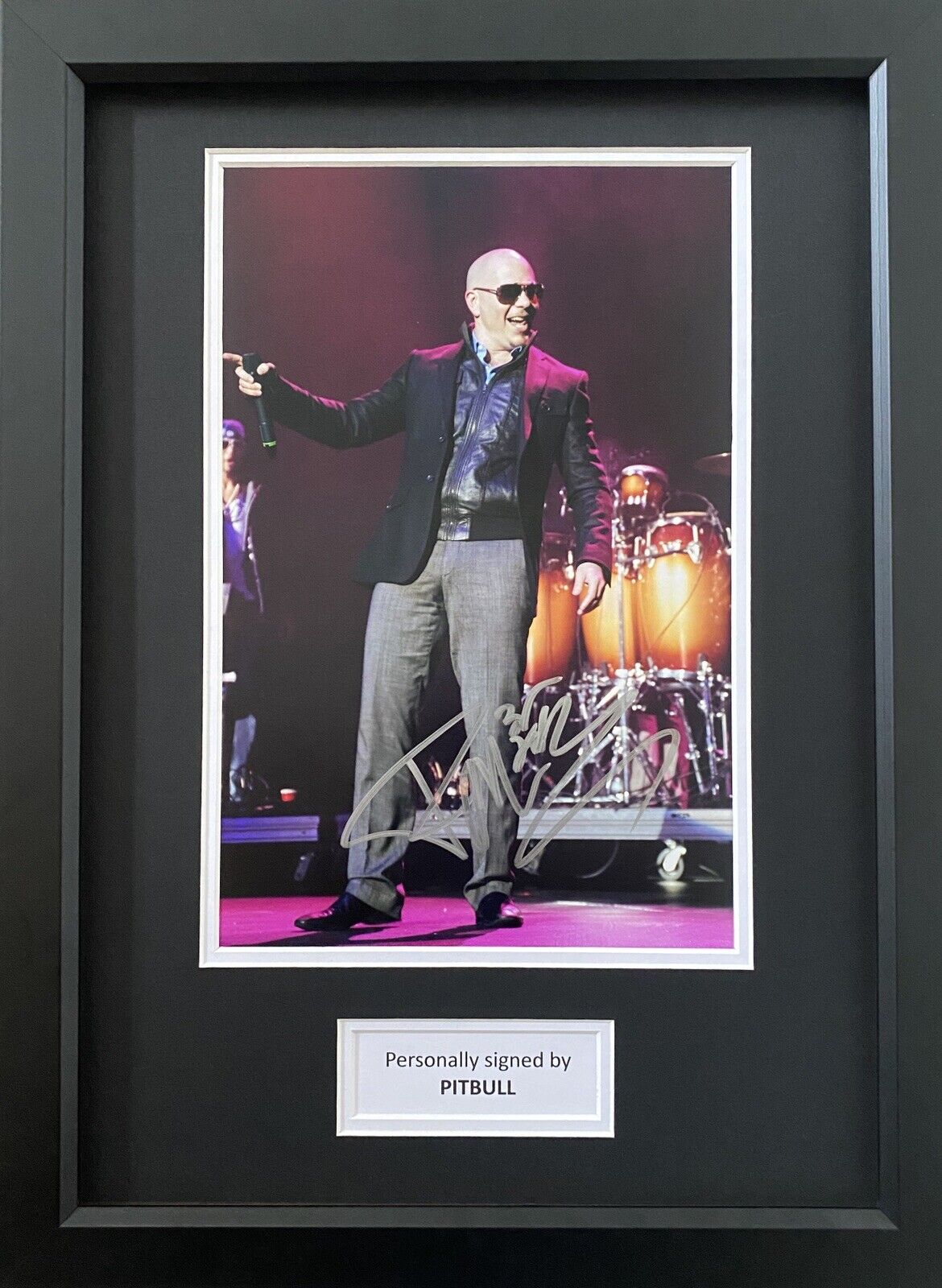 Pitbull Genuine Hand Signed Photo Poster painting In A3 Frame Display, Mr Worldwide