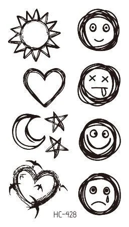 Small Sexy Lips Leaf Black Cartoon Temporary Tattoo Cute Star Tattoo Sticker Love Women Body Finger Art Waterproof Tatoo