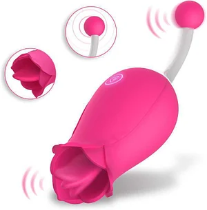 Female masturbation Clitoral Tongue Stimulator— 2-in-1 Licking & High-Frequency G-Spot Rose Vibrator